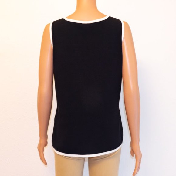 Contrast Detail Black Knit Sleeveless Blouse | Grace Dane Lewis | Size L - Picture 6 of 13